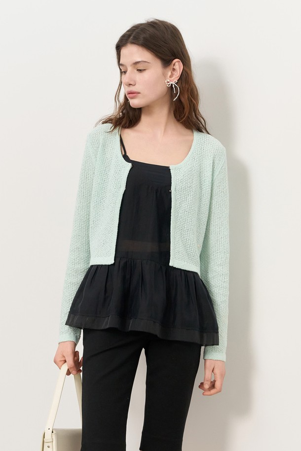 GENERAL IDEA - 가디건 - [25SS] WOMAN 글리터 니트 가디건 [MINT] / WBE1L04517