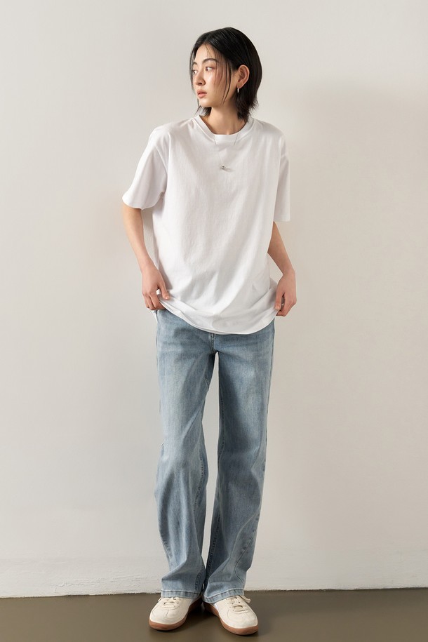 GENERAL IDEA - 반팔티셔츠 - [25SS] UNISEX 데일리 코튼 반팔티 [WHITE] / SBE2U01007