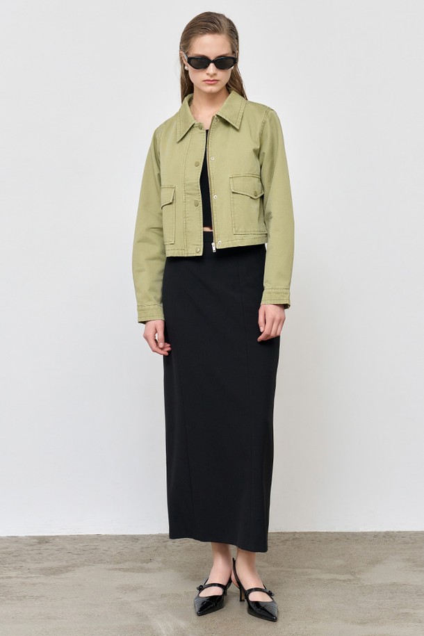 GENERAL IDEA - 자켓 - [25SS] WOMAN 숏 집업 코튼 자켓 [OLIVE] / WBE1L07504