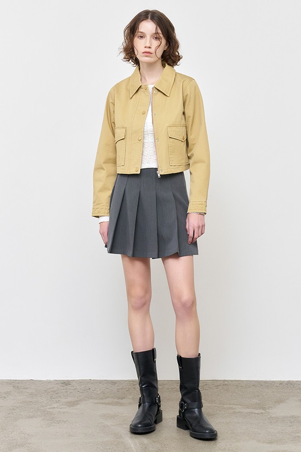 GENERAL IDEA - 자켓 - [25SS] WOMAN 숏 집업 코튼 자켓 [BEIGE] / WBE1L07504