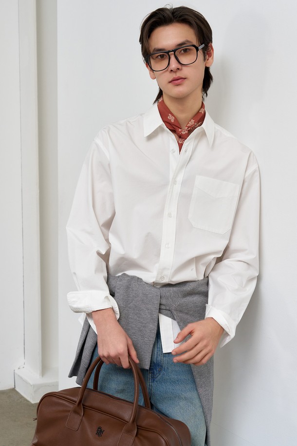 GENERAL IDEA - 긴팔셔츠 - [25SS] MAN 루즈핏 베이직 셔츠 [WHITE] / SBE1M03001