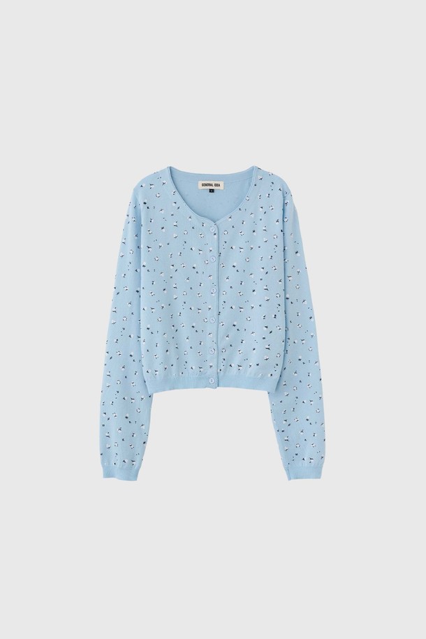 GENERAL IDEA - 가디건 - [25SS] WOMAN 플라워 프린트 가디건 [BLUE] / WBE2L04531