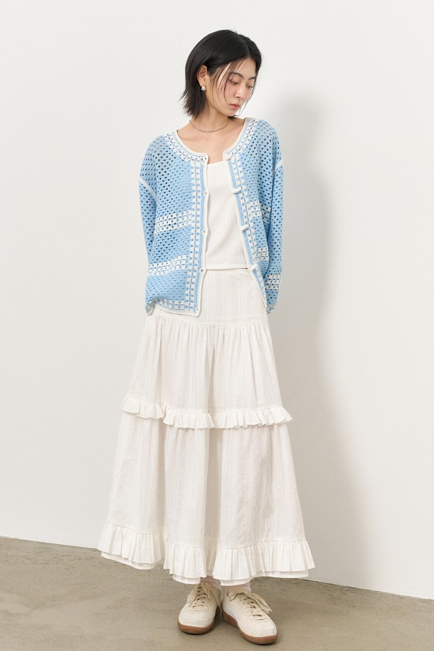 GENERAL IDEA - 가디건 - [25SS] WOMAN 크로셰 루즈핏 가디건 [SKY BLUE] / WBE2L04526