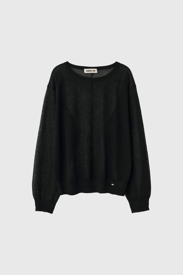 GENERAL IDEA - 스웨터 - [25SS] WOMAN 패커블 시어 루즈핏 풀오버 [BLACK] / WBE2L05541