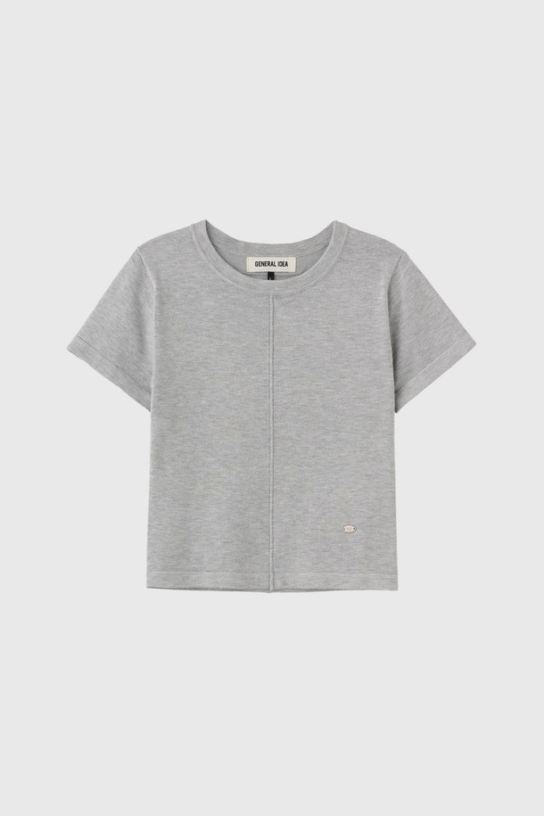 GENERAL IDEA - 스웨터 - [25SS] WOMAN 핀턱 크루넥 하프 니트 [LIGHT GREY] / WBE2L05537