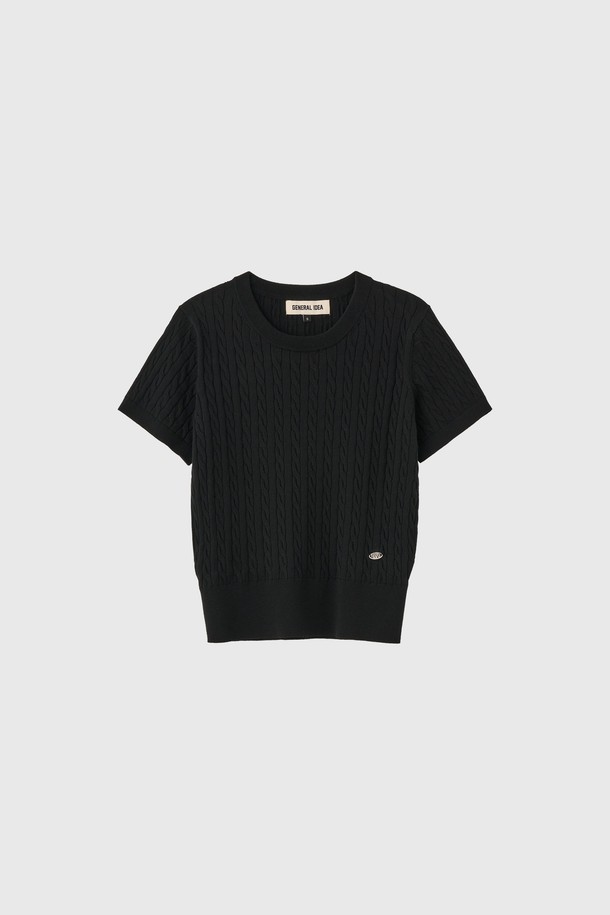 GENERAL IDEA - 스웨터 - [25SS] WOMAN 텐셀 케이블 하프 니트 [BLACK] / WBD2L05528