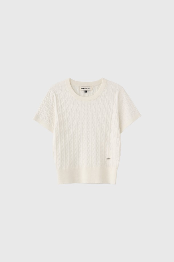 GENERAL IDEA - 스웨터 - [25SS] WOMAN 텐셀 케이블 하프 니트 [WHITE] / WBD2L05528