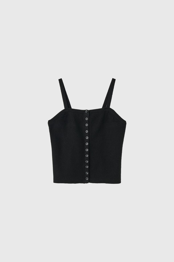 GENERAL IDEA - 민소매티셔츠 - [25SS] WOMAN 버튼 업 니트 뷔스티에 [BLACK] / WBE2L05527