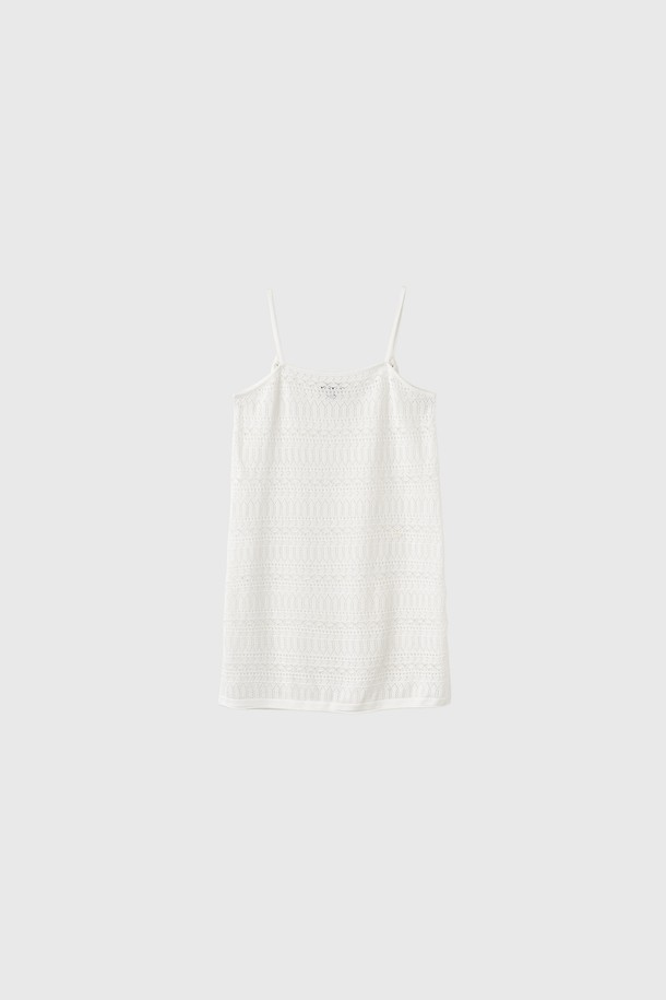 GENERAL IDEA - 민소매 원피스 - [25SS] WOMAN 크로셰 롱 레이어드 니트 탑 [WHITE] / WBE2L05529