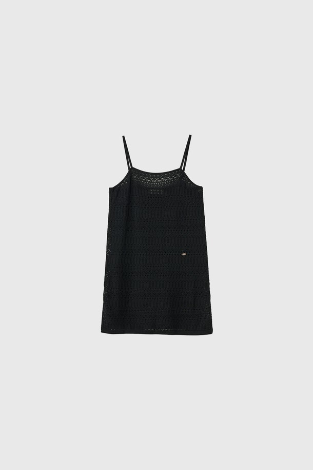 GENERAL IDEA - 민소매 원피스 - [25SS] WOMAN 크로셰 롱 레이어드 니트 탑 [BLACK] / WBE2L05529