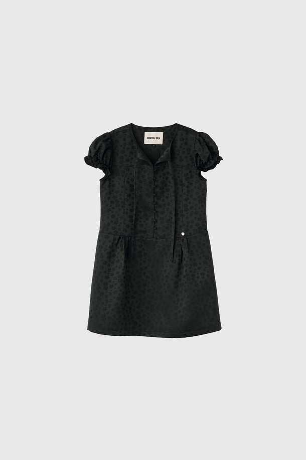 GENERAL IDEA - 반소매 원피스 - [25SS] WOMAN 실키 자카드 미니 원피스 [BLACK] / WBE2L15505