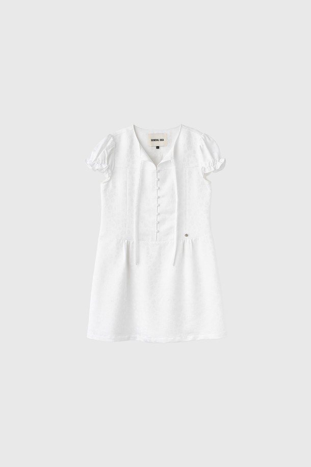 GENERAL IDEA - 반소매 원피스 - [25SS] WOMAN 실키 자카드 미니 원피스 [WHITE] / WBE2L15505