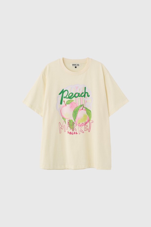 GENERAL IDEA - 반소매 티셔츠 - [25SS] WOMAN 후르츠 루즈핏 반팔티 [CREAM PEACH] / WBE2L01537