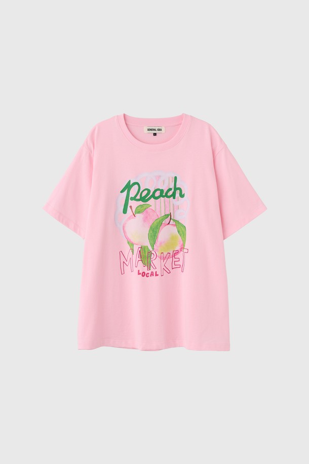 GENERAL IDEA - 반소매 티셔츠 - [25SS] WOMAN 후르츠 루즈핏 반팔티 [PINK PEACH] / WBE2L01537