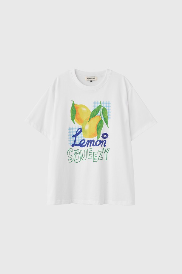 GENERAL IDEA - 반소매 티셔츠 - [25SS] WOMAN 후르츠 루즈핏 반팔티 [WHITE LEMON] / WBE2L01537