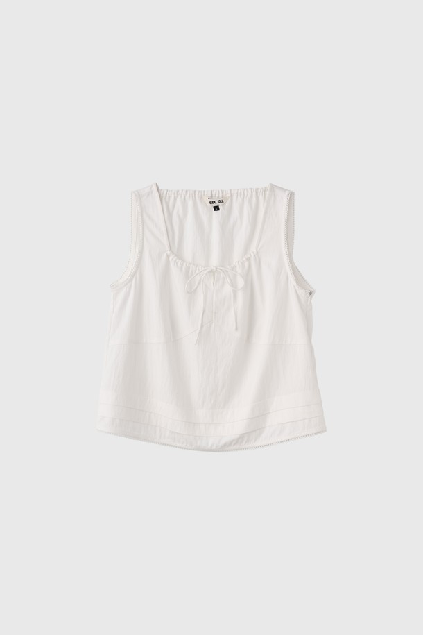 GENERAL IDEA - 블라우스 - [25SS] WOMAN 레이스 리본 슬리브리스 블라우스 [WHITE] / WBE2L03515