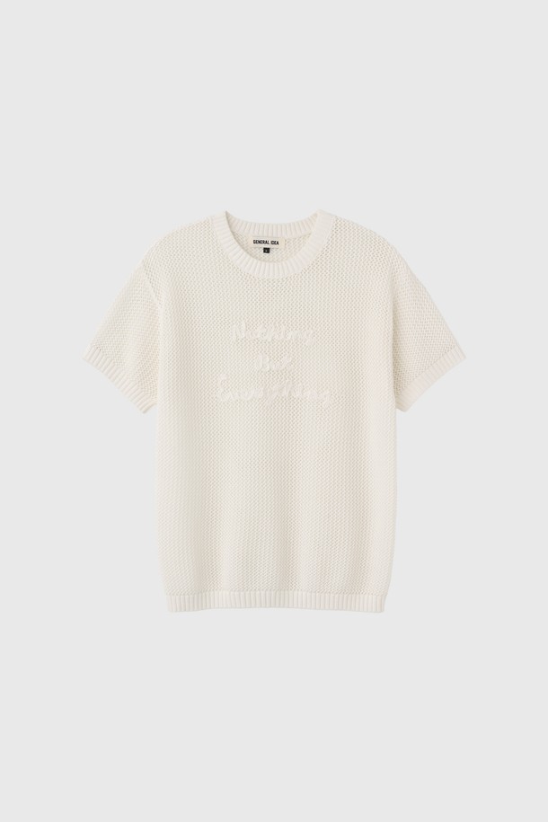 GENERAL IDEA - 스웨터 - [25SS] WOMAN 코드 스티치 네트 하프 니트 [IVORY] / WBE2L05535