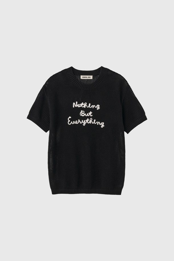 GENERAL IDEA - 스웨터 - [25SS] WOMAN 코드 스티치 네트 하프 니트 [BLACK] / WBE2L05535