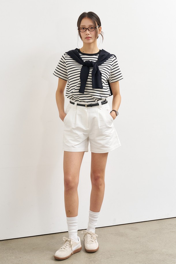 GENERAL IDEA - 반소매 티셔츠 - [25SS] WOMAN 레귤러 스트라이프 반팔티 [WHITE] / WBE2L01542