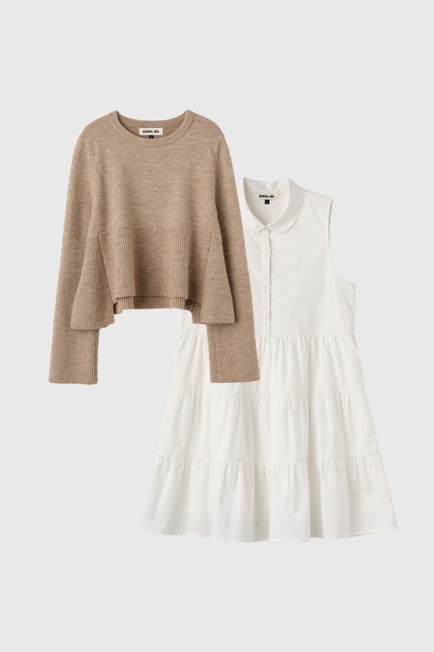 [25FW] WOMAN 니트 레이어드 러플 셔츠 원피스 [2COL]는 여성스러운 무드를 연출하는 니트 레이어드 원피스입니다. 부드러운 촉감의 아크릴, 폴리에스테르, 나일론, 면 혼방 소재로 제작되어 편안한 착용감을 선사합니다. 
클래식 카라와 긴 소매, A라인 핏으로 디자인되었으며, 무지 패턴에 러플 디테일이 더해져 페미닌한 포인트를 더했습니다.
니트와 원피스 세트로 구성되어 분리 착용이 가능하며, 단추 디테일로 포인트를 주었습니다.
차콜, 베이지 두 가지 컬러로 출시되어 데이트룩, 카페룩 등 다양한 스타일에 활용하기 좋습니다.
레귤러핏으로 캐주얼, 클래식, 미니멀 스타일을 즐겨 입는 여성분들께 추천합니다.
