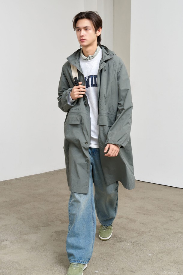 GENERAL IDEA - 아노락/바람막이 - [25SS] UNISEX 유틸리티 롱 사파리 점퍼 [GREY] /SBE1U07003