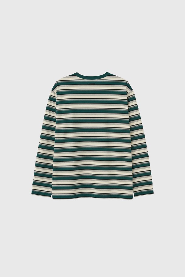 GENERAL IDEA - 긴소매 티셔츠 - [25SS]UNISEX 멀티 스트라이프 롱 슬리브 티 [GREEN] / SBE1U01006