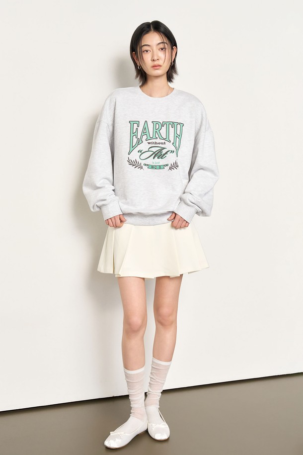 GENERAL IDEA - 스웻셔츠 - [25SS] UNISEX 어스 루즈핏 맨투맨 [MELANGE GREY] /SBE1U02010