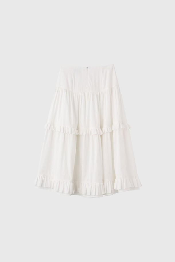 GENERAL IDEA - 롱스커트 - [25SS] WOMAN 프릴 티어드 롱스커트 [WHITE] / WBE2L13514