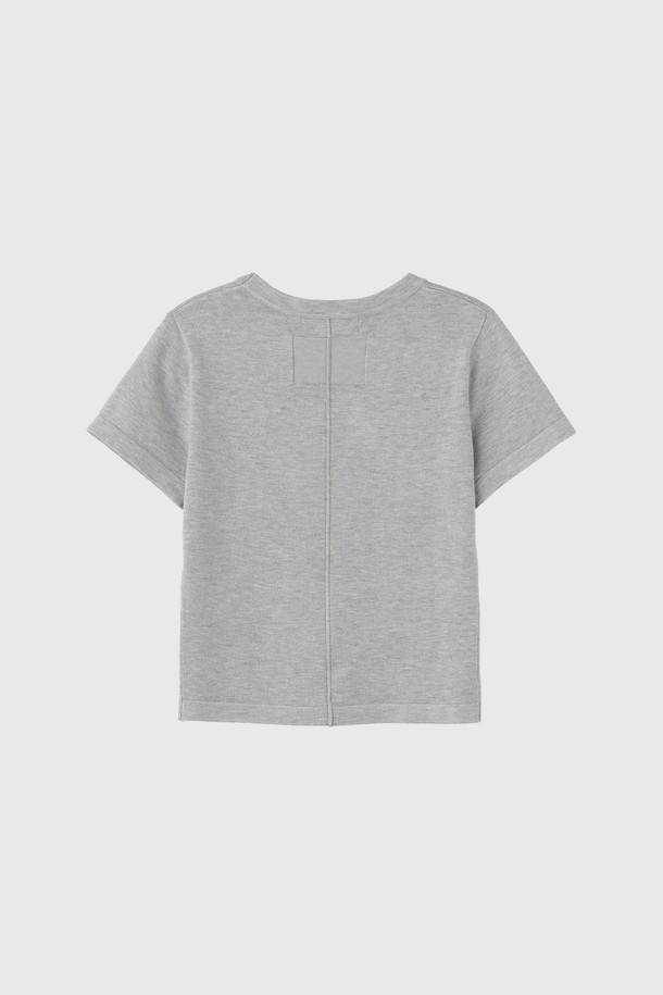 GENERAL IDEA - 스웨터 - [25SS] WOMAN 핀턱 크루넥 하프 니트 [LIGHT GREY] / WBE2L05537