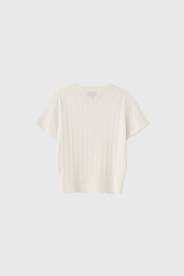 GENERAL IDEA - 스웨터 - [25SS] WOMAN 텐셀 케이블 하프 니트 [WHITE] / WBD2L05528