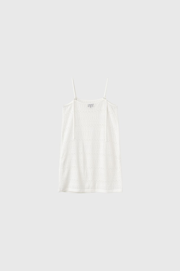 GENERAL IDEA - 민소매 원피스 - [25SS] WOMAN 크로셰 롱 레이어드 니트 탑 [WHITE] / WBE2L05529