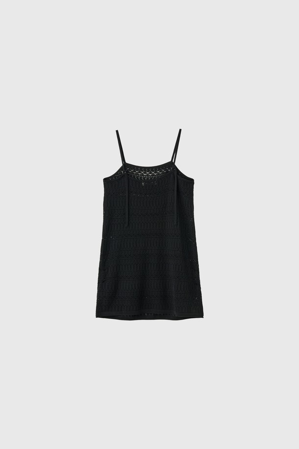 GENERAL IDEA - 민소매 원피스 - [25SS] WOMAN 크로셰 롱 레이어드 니트 탑 [BLACK] / WBE2L05529