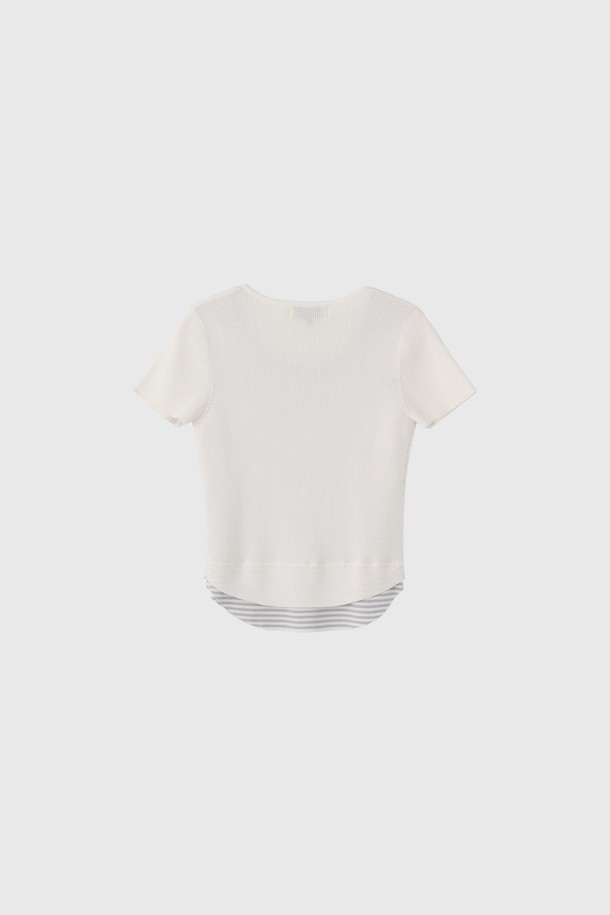 GENERAL IDEA - 반소매 티셔츠 - [25SS] WOMAN 스트라이프 레이어드 풀오버 [WHITE] / WBE2L05536
