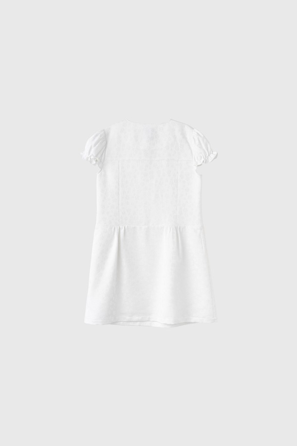 GENERAL IDEA - 반소매 원피스 - [25SS] WOMAN 실키 자카드 미니 원피스 [WHITE] / WBE2L15505