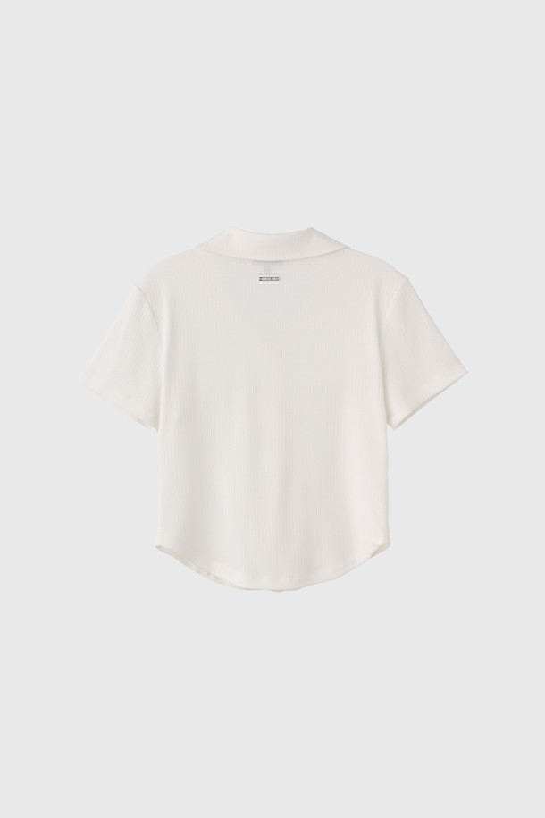 GENERAL IDEA - 셔츠 - [25SS] WOMAN 오픈 카라 리브드 하프 셔츠 [WHITE] / WBE2L03516
