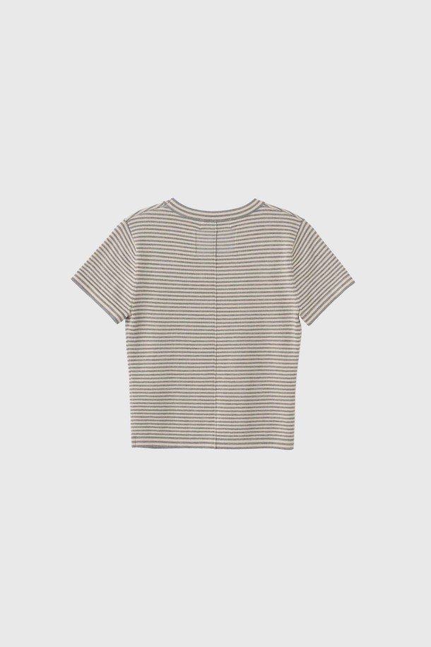GENERAL IDEA - 스웨터 - [25SS] WOMAN 스트라이프 크루넥 하프 니트 [GREY] / WBE2L05543