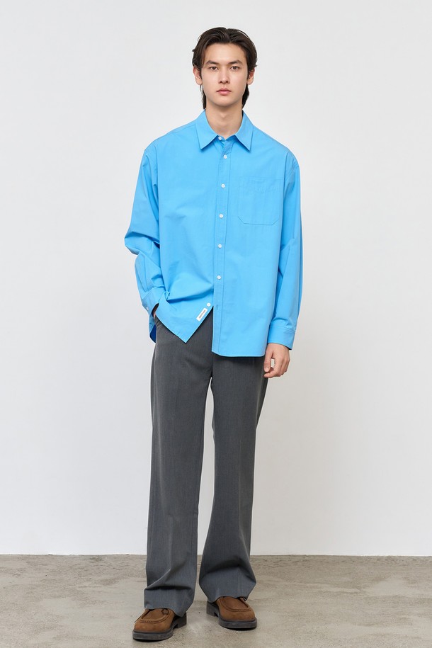 GENERAL IDEA - 긴팔셔츠 - [25SS] MAN 루즈핏 베이직 셔츠 [BLUE] / SBE1M03001