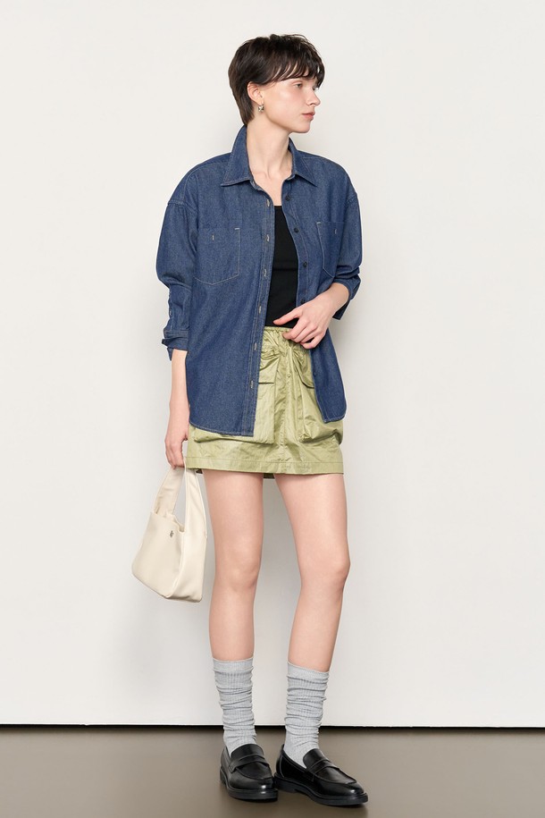 GENERAL IDEA - 셔츠 - [25SS] WOMAN 데님 워싱 루즈핏 셔츠 [NAVY] / WBE1L03505