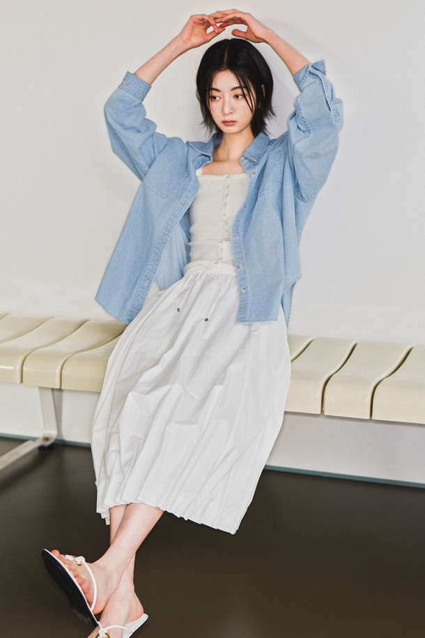 GENERAL IDEA - 롱스커트 - [25SS] WOMAN 유니크 벌룬 롱스커트 [WHITE] / WBE1L13508