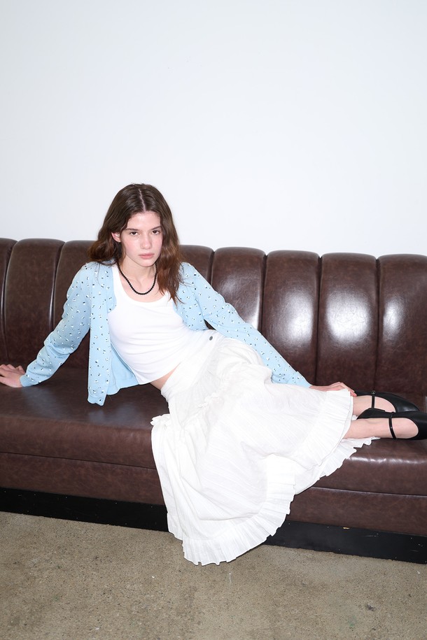 GENERAL IDEA - 롱스커트 - [25SS] WOMAN 프릴 티어드 롱스커트 [WHITE] / WBE2L13514