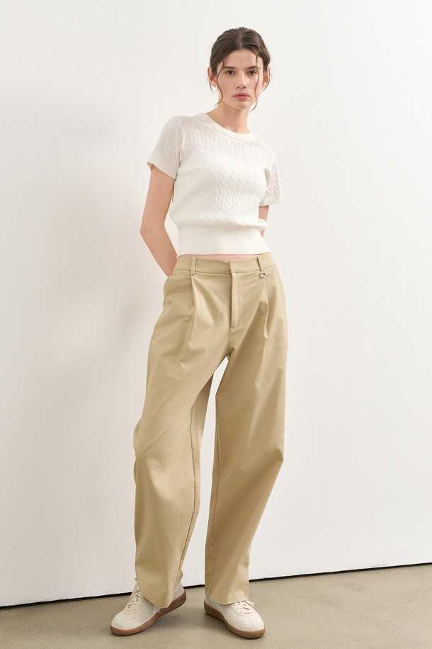 GENERAL IDEA - 스웨터 - [25SS] WOMAN 텐셀 케이블 하프 니트 [WHITE] / WBD2L05528