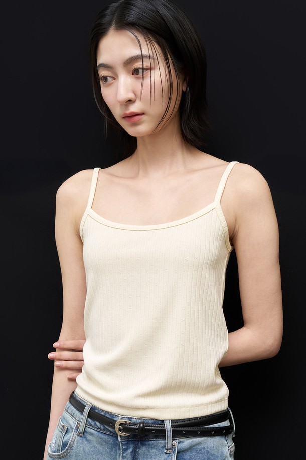 GENERAL IDEA - 민소매티셔츠 - [25SS] WOMAN 아일렛 슬리브리스 [CREAM] / WBE2L01518