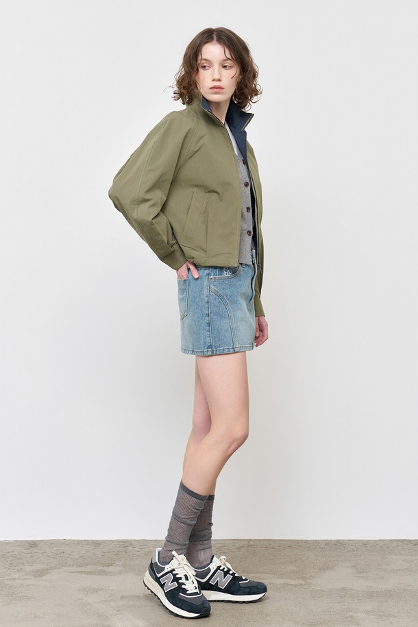 GENERAL IDEA - 자켓 - [25SS] WOMAN 라운드 슬리브 봄버 숏 자켓 [KHAKI] / WBE1L07505