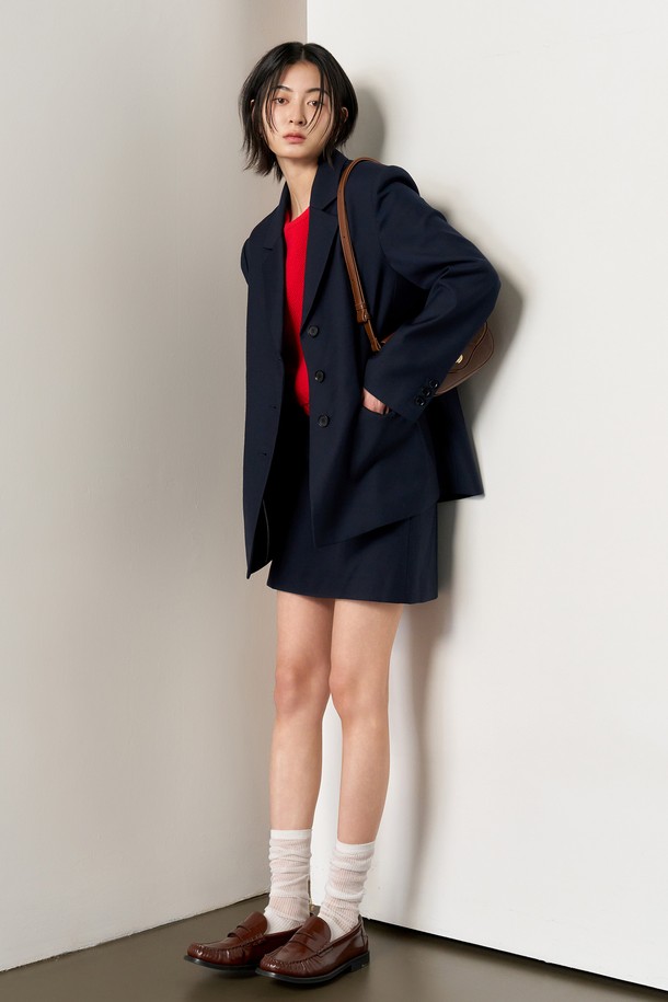 GENERAL IDEA - 자켓 - [25SS] WOMAN 테일러드 루즈핏 자켓 [NAVY] / WBE1L55530