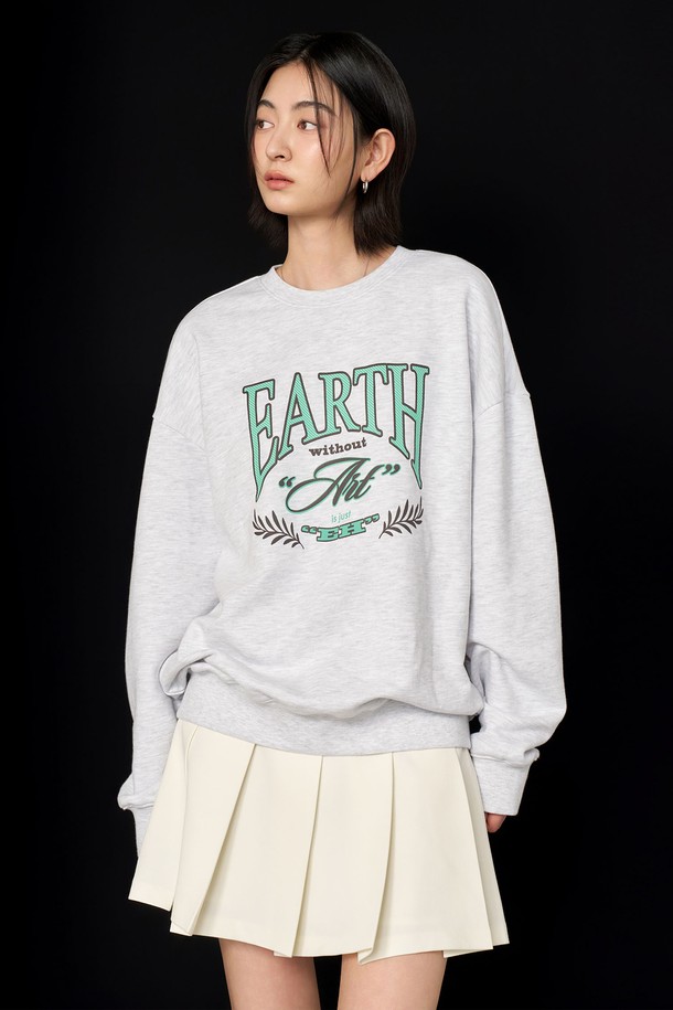 GENERAL IDEA - 스웻셔츠 - [25SS] UNISEX 어스 루즈핏 맨투맨 [MELANGE GREY] /SBE1U02010
