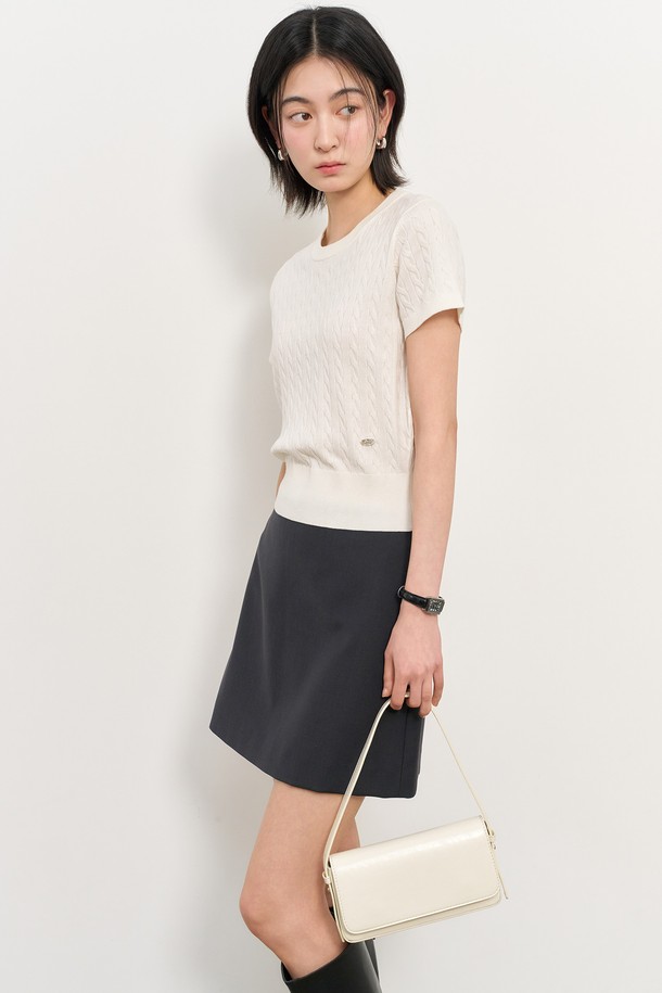 GENERAL IDEA - 스웨터 - [25SS] WOMAN 텐셀 케이블 하프 니트 [WHITE] / WBD2L05528