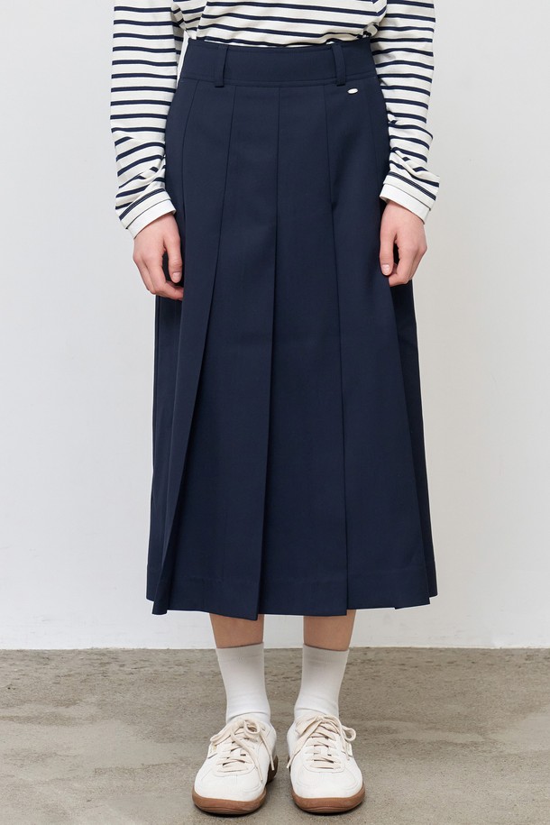 GENERAL IDEA - 롱스커트 - [25SS] WOMAN 볼드 플리츠 롱스커트 [NAVY] / WBE1L13502