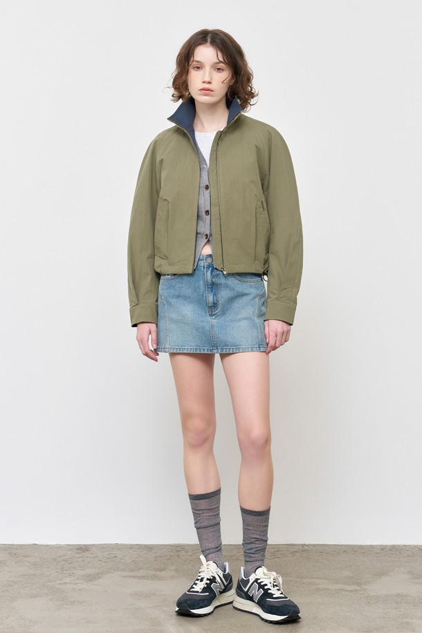 GENERAL IDEA - 자켓 - [25SS] WOMAN 라운드 슬리브 봄버 숏 자켓 [KHAKI] / WBE1L07505