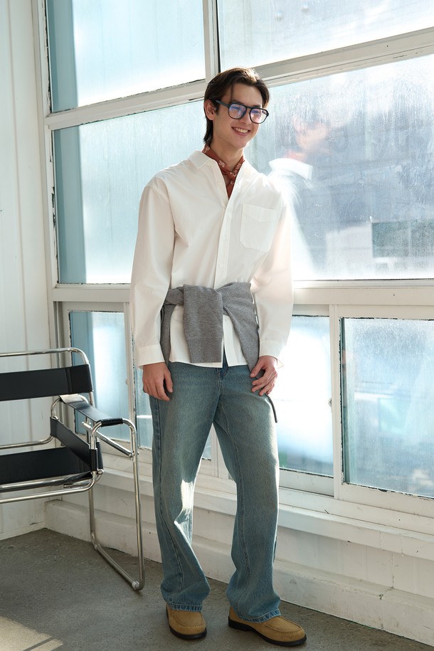 GENERAL IDEA - 긴팔셔츠 - [25SS] MAN 루즈핏 베이직 셔츠 [WHITE] / SBE1M03001