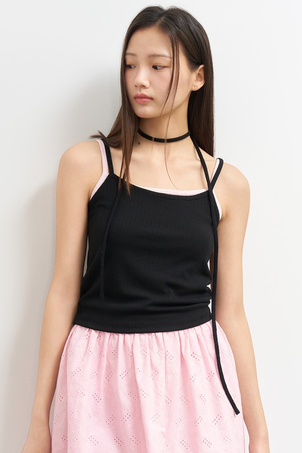 GENERAL IDEA - 민소매티셔츠 - [25SS] WOMAN 아일렛 슬리브리스 [BLACK] / WBE2L01518